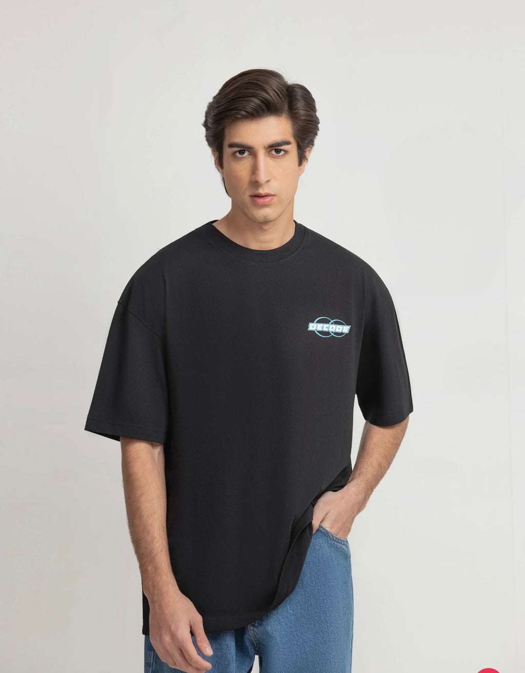Men's Oversized Back Print T-Shirt - Decode Black