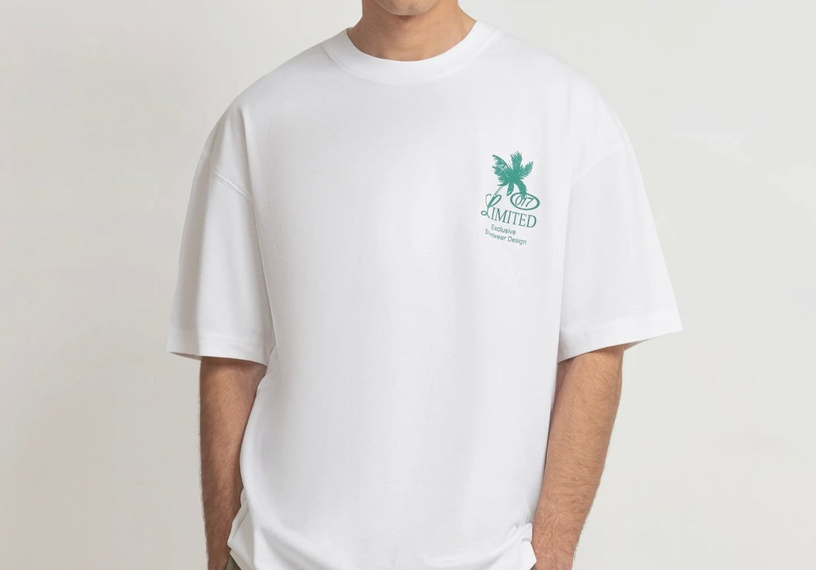 Men's Oversized Back Print T-Shirt - Private League White