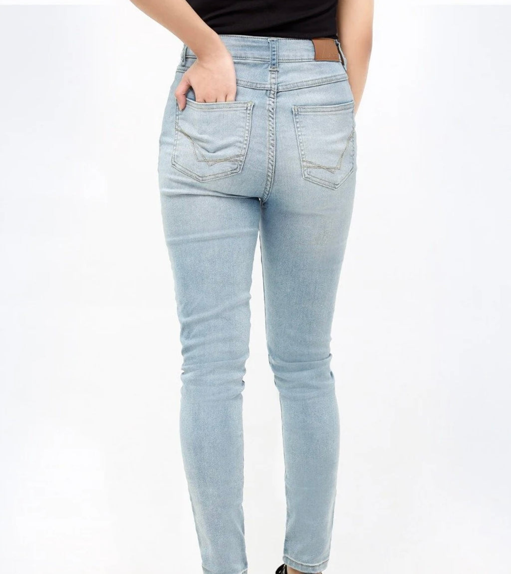 Women's High Waist Skinny Fit Light Blue Stretch Jeans – Slimming Denim for Daily Wear