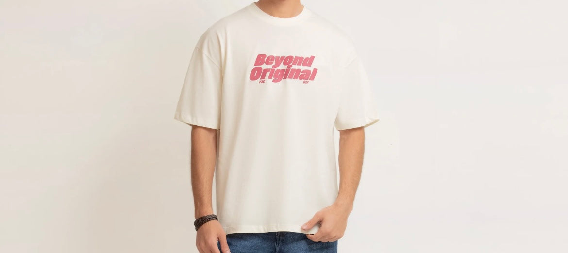 Men's Oversized Graphic T-Shirt - Beyond Original Off White