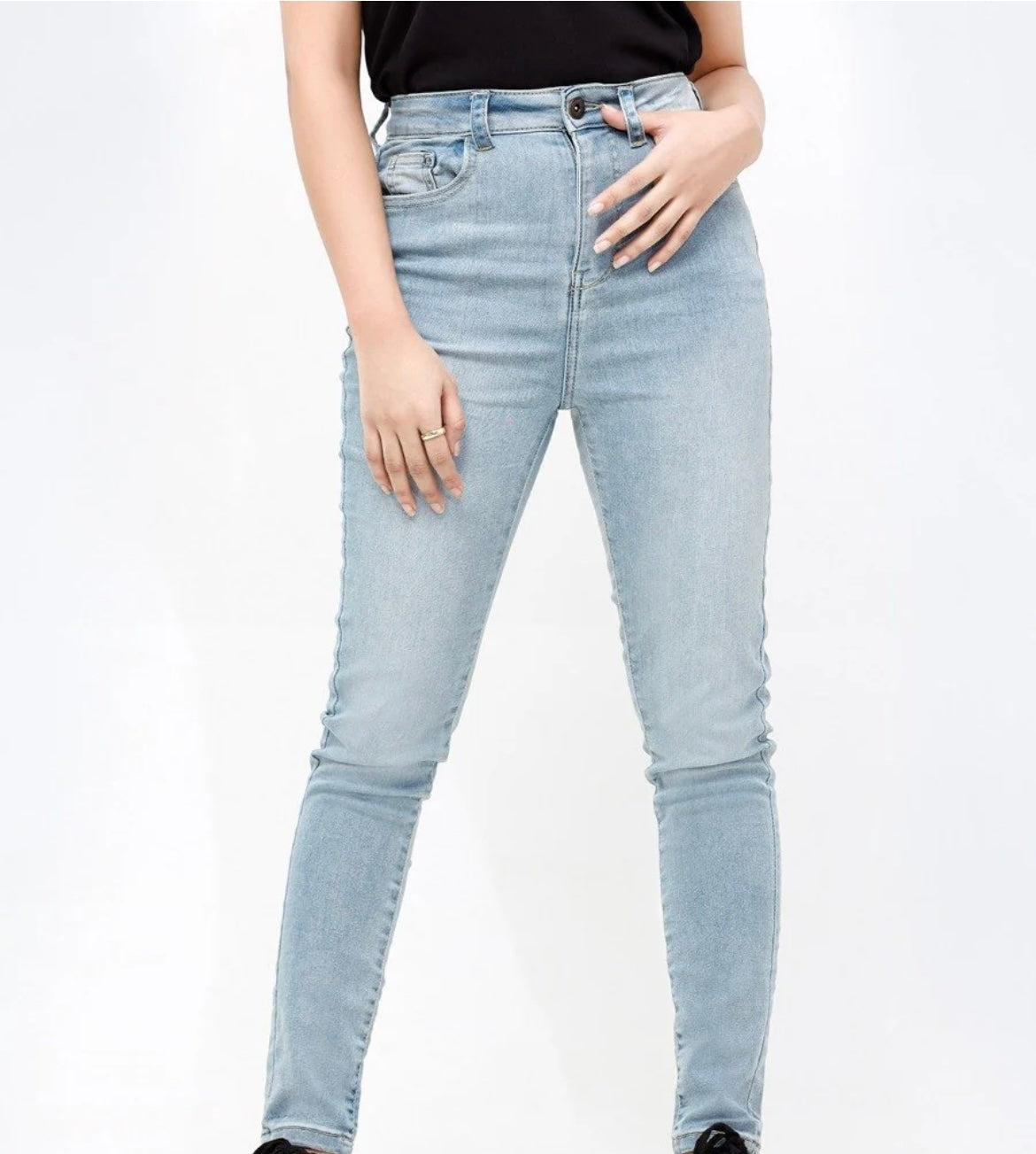 Women's High Waist Skinny Fit Light Blue Stretch Jeans – Slimming Denim for Daily Wear